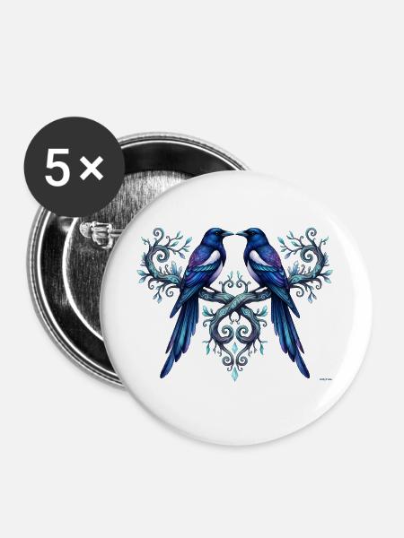 Keltische Elstern-Runen-Design. - Buttons groß 56 mm (5er Pack) - Weiß