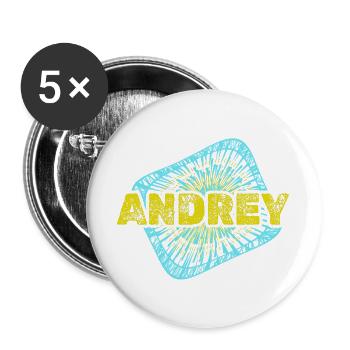 Andrey als Hobby - Buttons groß 56 mm (5er Pack) - Weiß - Vorne
