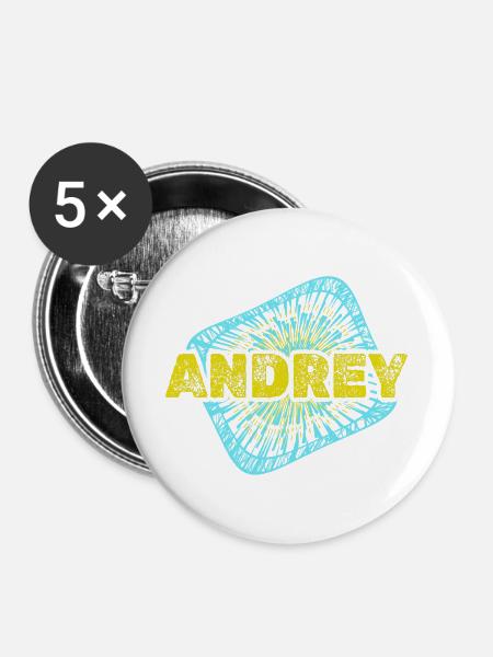 Andrey als Hobby - Buttons groß 56 mm (5er Pack) - Weiß