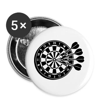 Dartscheibe Pfeile 3D Grafik - Buttons groß 56 mm (5er Pack) - Weiß - Vorne