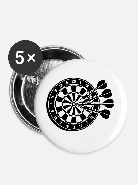 Dartscheibe Pfeile 3D Grafik - Buttons groß 56 mm (5er Pack) - Weiß