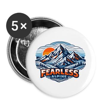 Furchtlos Alpenpanorama - Buttons groß 56 mm (5er Pack) - Weiß - Vorne