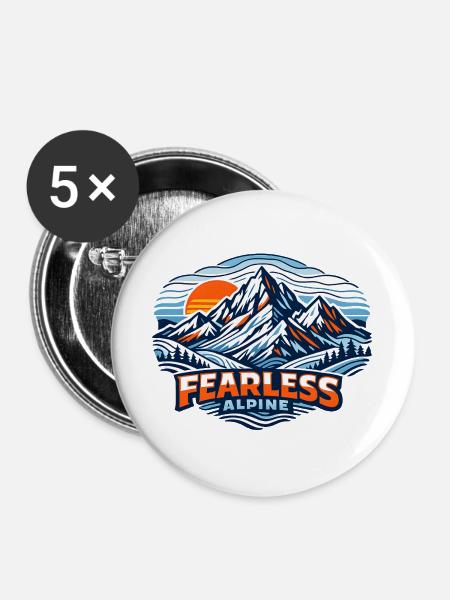 Furchtlos Alpenpanorama - Buttons groß 56 mm (5er Pack) - Weiß