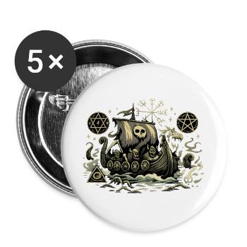 Nachtwind Piraten-Geisterschiff - Buttons groß 56 mm (5er Pack) - Weiß - Vorne