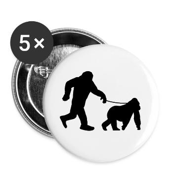 Bigfoot Sasquatch Affe - Buttons groß 56 mm (5er Pack) - Weiß - Vorne