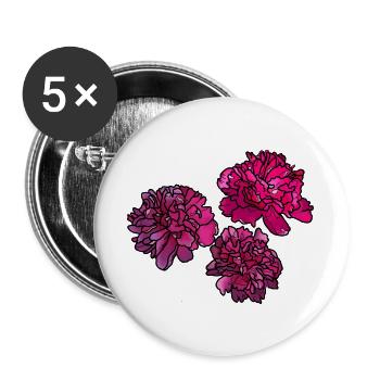Pfingstrosen - Buttons groß 56 mm (5er Pack) - Weiß - Vorne