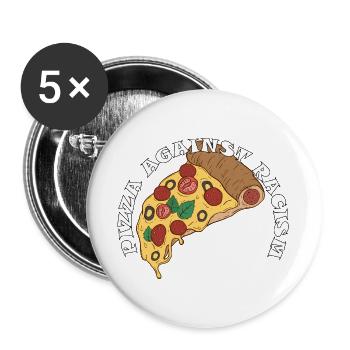 Pizza Against Racism – Statement - Buttons groß 56 mm (5er Pack) - Weiß - Vorne