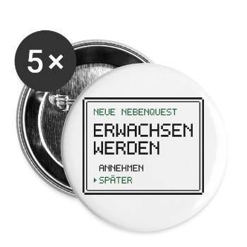 Neue Nebenquest Erwachsen werden - Pixel Retro - Buttons groß 56 mm (5er Pack) - Weiß - Vorne