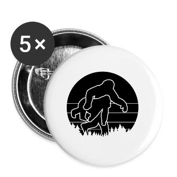 Bigfoot Affe - Buttons groß 56 mm (5er Pack) - Weiß - Vorne