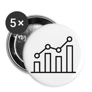Symbol der Geschäftswachstums-Chart-Linie - Buttons groß 56 mm (5er Pack) - Weiß - Vorne