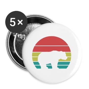 Bären Silhouette Retro Style - Buttons groß 56 mm (5er Pack) - Weiß - Vorne