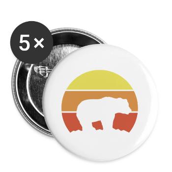 Bären Silhouette Retro Style - Buttons groß 56 mm (5er Pack) - Weiß - Vorne