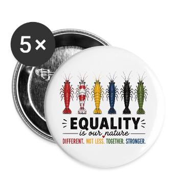 Equality Garnelen Vielfalt - Buttons groß 56 mm (5er Pack) - Weiß - Vorne