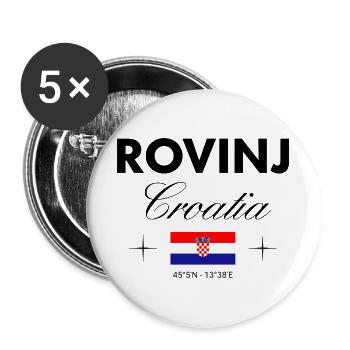 Rovinj Kroatien Koordinaten Reise Souvenir - Buttons groß 56 mm (5er Pack) - Weiß - Vorne