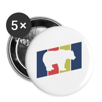 Bär Silhouette Retro Style - Buttons groß 56 mm (5er Pack) - Weiß - Vorne