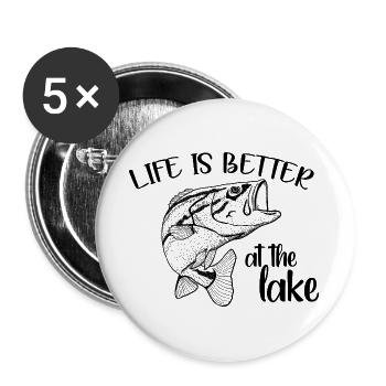 Das Leben ist besser am Lake, Sommerstrand-Atmosphäre - Buttons groß 56 mm (5er Pack) - Weiß - Vorne