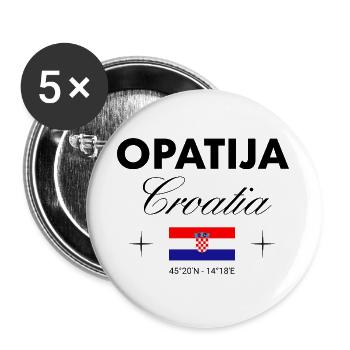Opatija Kroatien Koordinaten Reise Souvenir - Buttons groß 56 mm (5er Pack) - Weiß - Vorne