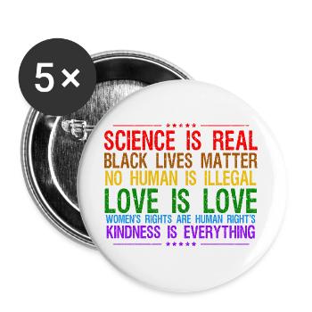Wissenschaft ist wahre Wissenschaft Liebe ist Liebe BLM Kunst - Buttons groß 56 mm (5er Pack) - Weiß - Vorne