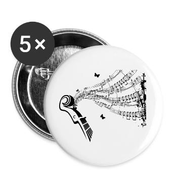 Musiknoten Musik Musiker Notenschlüssel Noten - Buttons groß 56 mm (5er Pack) - Weiß - Vorne