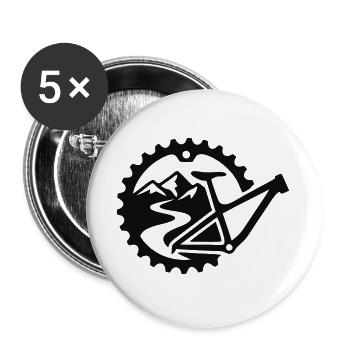 MTB Kettenblatt Berge Logo - Buttons groß 56 mm (5er Pack) - Weiß - Vorne