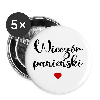Junggesellinnenabschied - Buttons groß 56 mm (5er Pack) - Weiß - Vorne