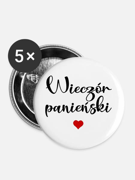 Junggesellinnenabschied - Buttons groß 56 mm (5er Pack) - Weiß