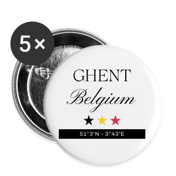 Gent Belgien Souvenir – Reise minimalistisch - Buttons groß 56 mm (5er Pack) - Weiß - Vorne