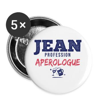 Jean Grand Aperologue – Lustiges Geschenk - Buttons groß 56 mm (5er Pack) - Weiß - Vorne