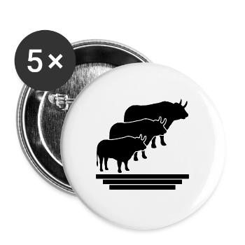 Stier Trio Silhouette - Buttons groß 56 mm (5er Pack) - Weiß - Vorne