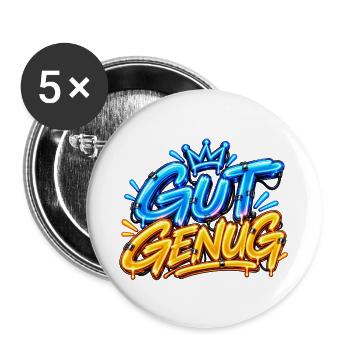 Gut Genug  - Buttons groß 56 mm (5er Pack) - Weiß - Vorne