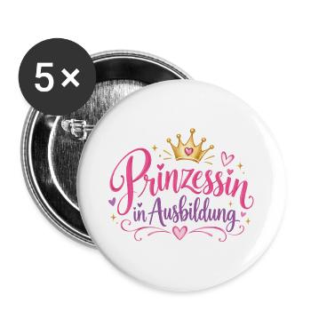 Prinzessin in Ausbildung - Tochter - Buttons groß 56 mm (5er Pack) - Weiß - Vorne