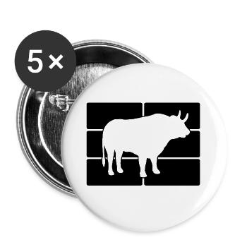 Stier Silhouette Kraft - Buttons groß 56 mm (5er Pack) - Weiß - Vorne