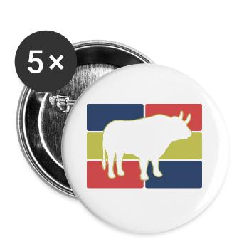 Stier Geometrisch Retro - Buttons groß 56 mm (5er Pack) - Weiß - Vorne