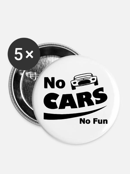 Spass und Autos - Buttons groß 56 mm (5er Pack) - Weiß