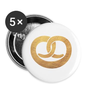 Bretzel München Oktober Gold Fest Bayern Bäcker - Buttons groß 56 mm (5er Pack) - Weiß - Vorne