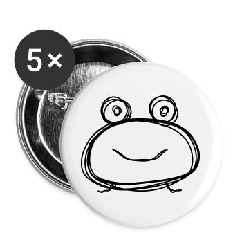 Frosch handgezeichnet - Buttons groß 56 mm (5er Pack) - Weiß - Vorne