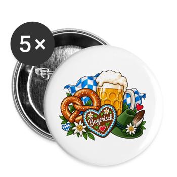 Bayerische Gemütlichkeit Volksfest - Buttons groß 56 mm (5er Pack) - Weiß - Vorne