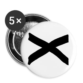 X Kreuz Symbol Verbot - Buttons groß 56 mm (5er Pack) - Weiß - Vorne