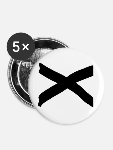 X Kreuz Symbol Verbot - Buttons groß 56 mm (5er Pack) - Weiß