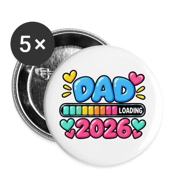 Papa lädt 2026 – Neue Vater-Ankündigung - Buttons groß 56 mm (5er Pack) - Weiß - Vorne