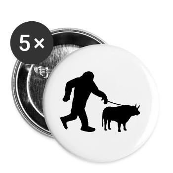 Sasquatch und Stier - Buttons groß 56 mm (5er Pack) - Weiß - Vorne
