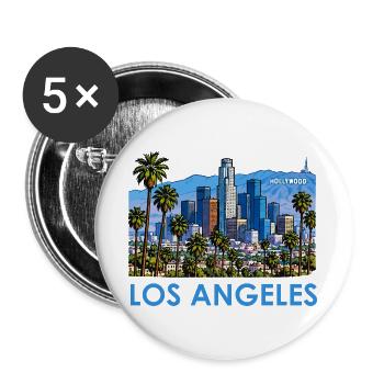 Los Angeles Skyline Palmen Illustration - Buttons groß 56 mm (5er Pack) - Weiß - Vorne