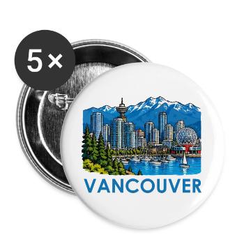 Vancouver Skyline Bergpanorama - Buttons groß 56 mm (5er Pack) - Weiß - Vorne