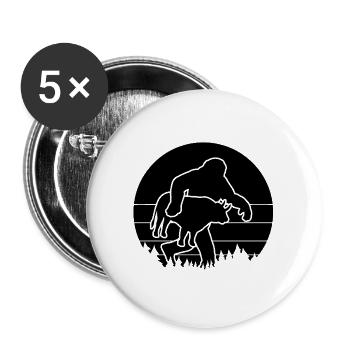 Sasquatch und Stier - Buttons groß 56 mm (5er Pack) - Weiß - Vorne