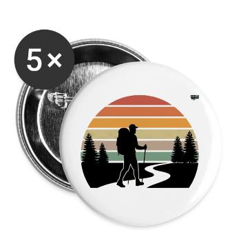 Sonnenuntergang Wanderer Pfad - Buttons groß 56 mm (5er Pack) - Weiß - Vorne