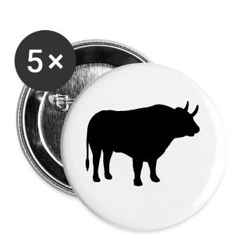 Stier Silhouette - Buttons groß 56 mm (5er Pack) - Weiß - Vorne