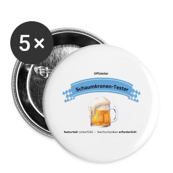 Schaumkronen Tester Bier - Buttons groß 56 mm (5er Pack) - Weiß - Vorne