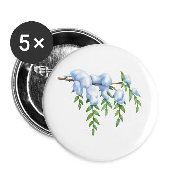 Weidenzweig in Schnee-Aquarell Winterbotanik - Buttons groß 56 mm (5er Pack) - Weiß - Vorne