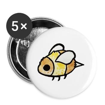 Aquarellbienen-Clipart-Charme - Buttons groß 56 mm (5er Pack) - Weiß - Vorne