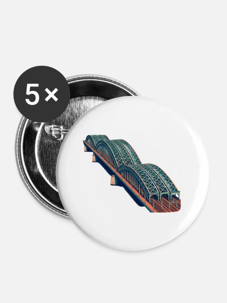 Hohenzollernbrücke Risograph - Buttons groß 56 mm (5er Pack) - Weiß